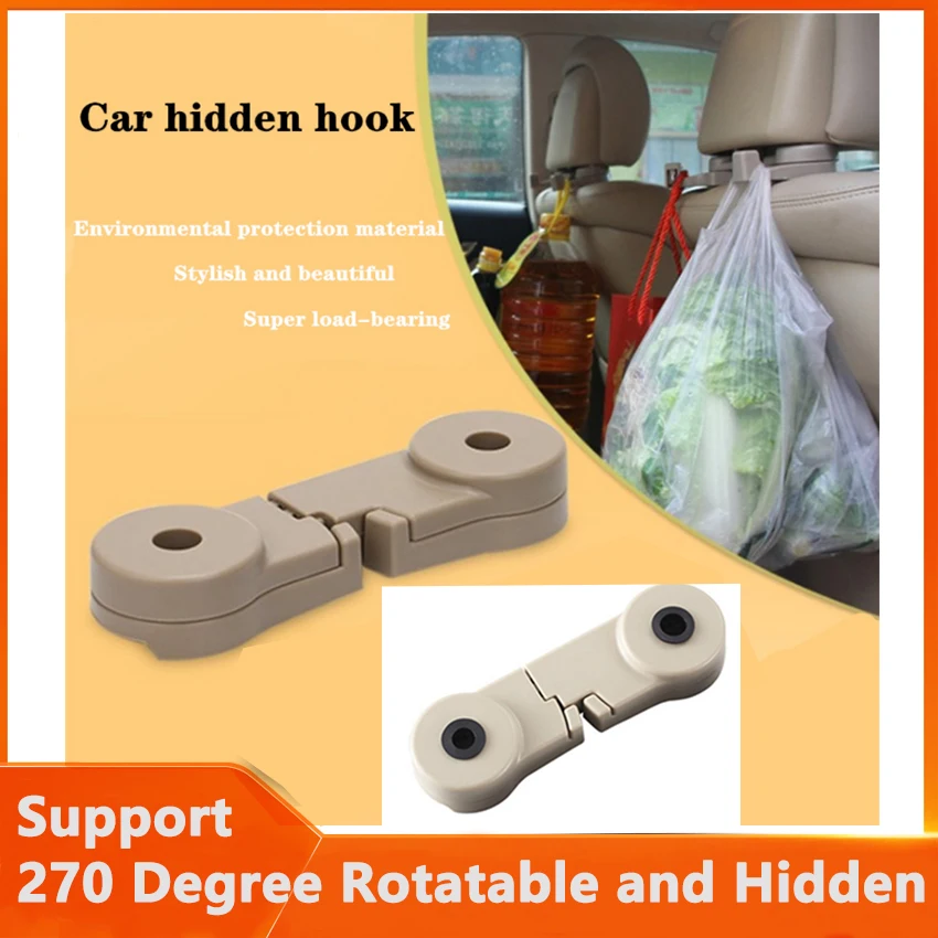 

270 Degree Rotatable Car Headrest Hook Auto Back Seat Organizer for Hanging Bag Purse Grocery Coat Clothes Car Double Hooks