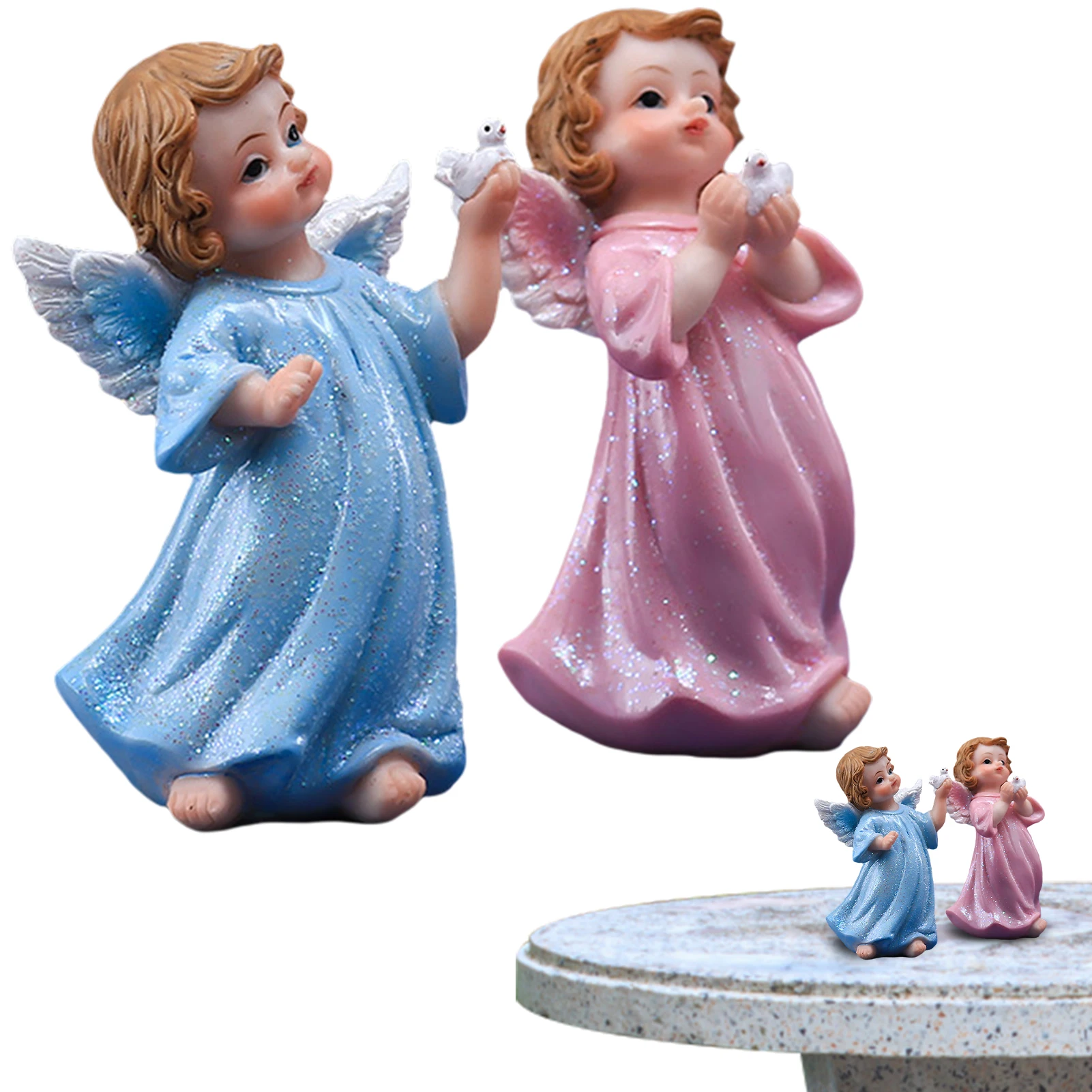 

Мира, статуи Ангела голубей, хранители, ангелы, домашний декор, 2шт, религиозные подарки для выражения мира, любовь, сочувствие, благодарност...