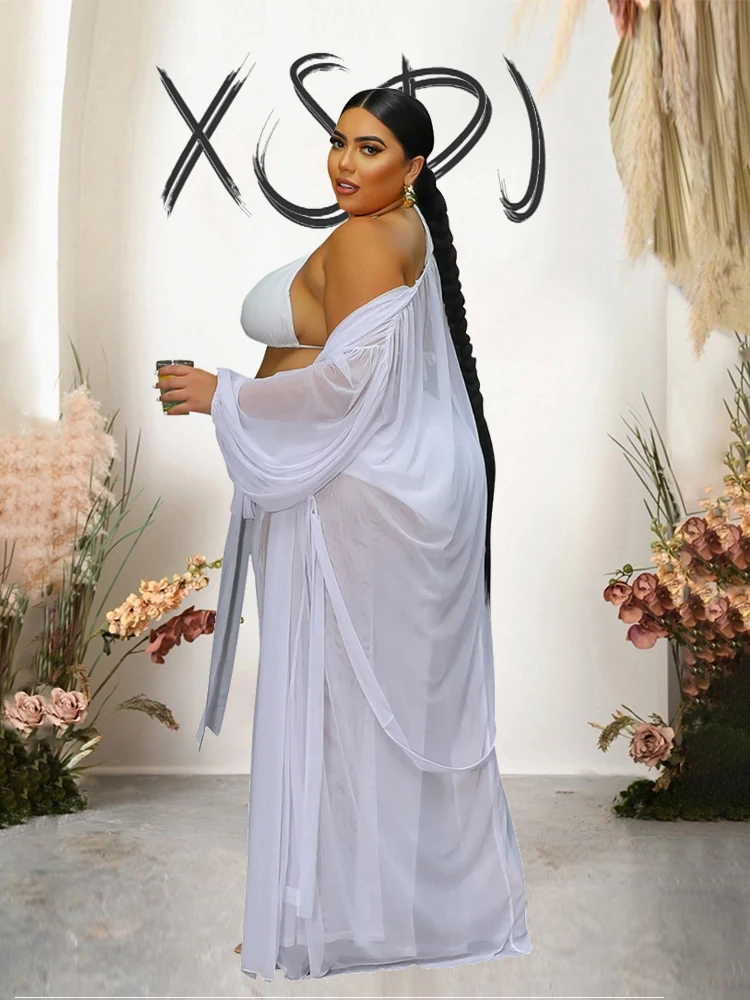 Комплекты больших размеров соблазнительная Прозрачная женская одежда длинный