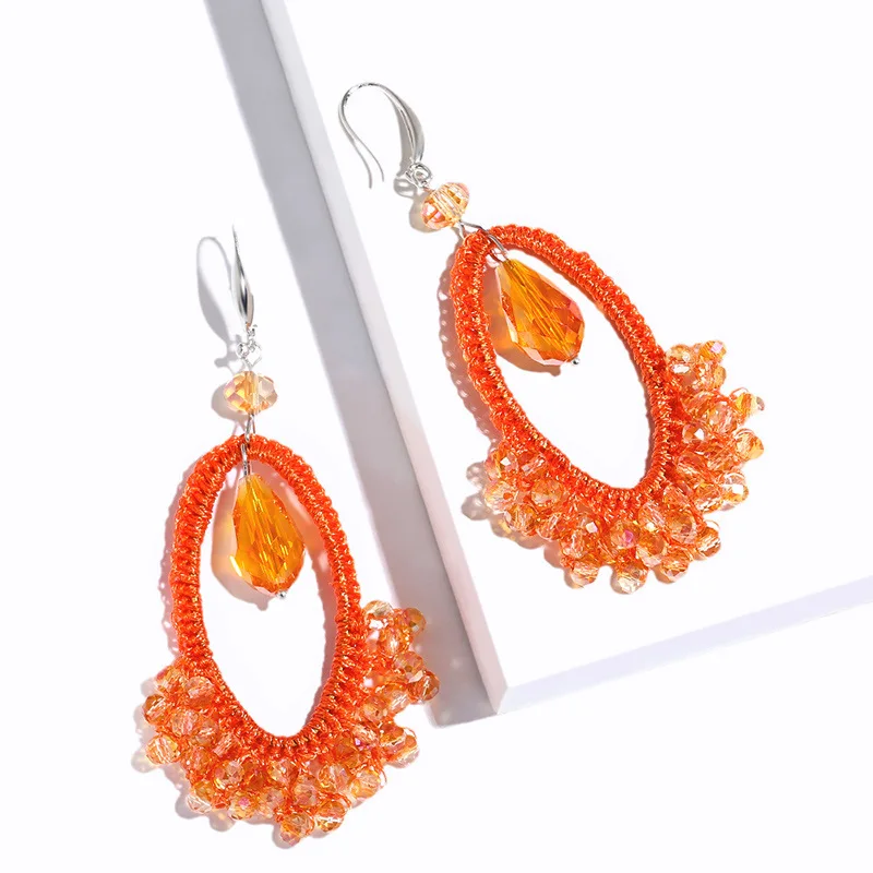 

V & YIDOU fashion bohemian style hand-woven beads female earrings eardrops ERM65