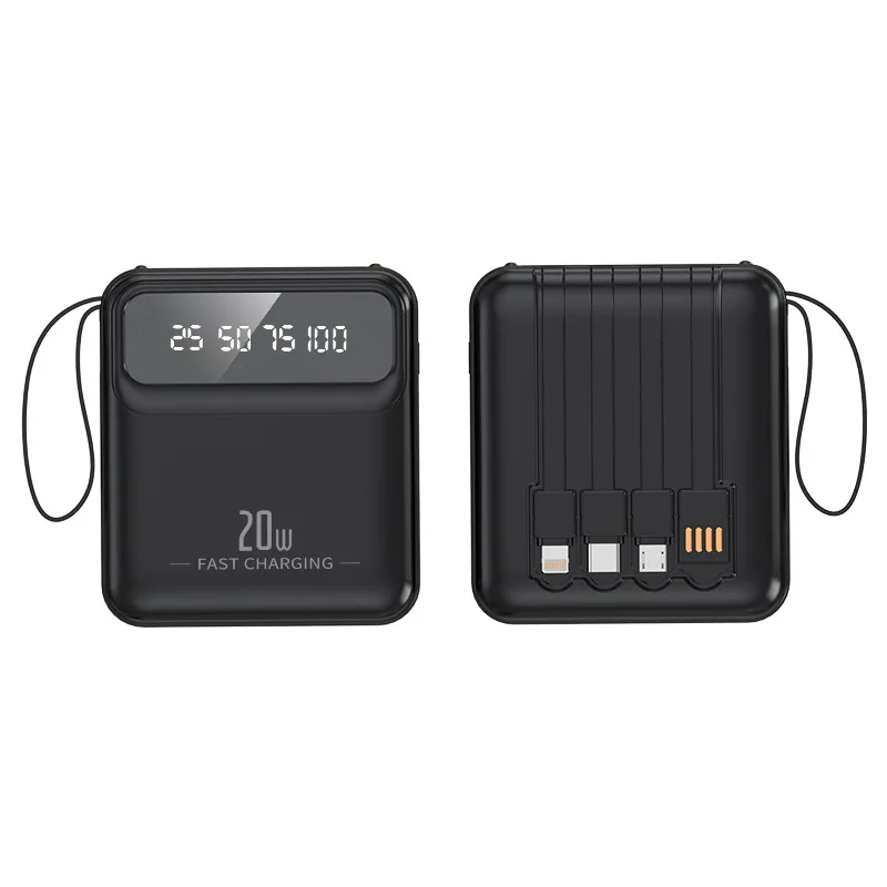 20000 мАч 10000 мАч Power Bank Встроенный кабель Внешний аккумулятор для телефона Зарядное устройство Powerbank для Xiaomi Poco iPhone Samsung iPad (art.: 3920d02a46b50) - 3920d02a46b50