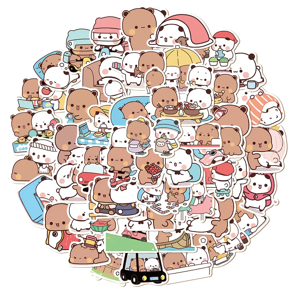 50 листов/компл. наклейки с милым медведем и пандой водонепроницаемые