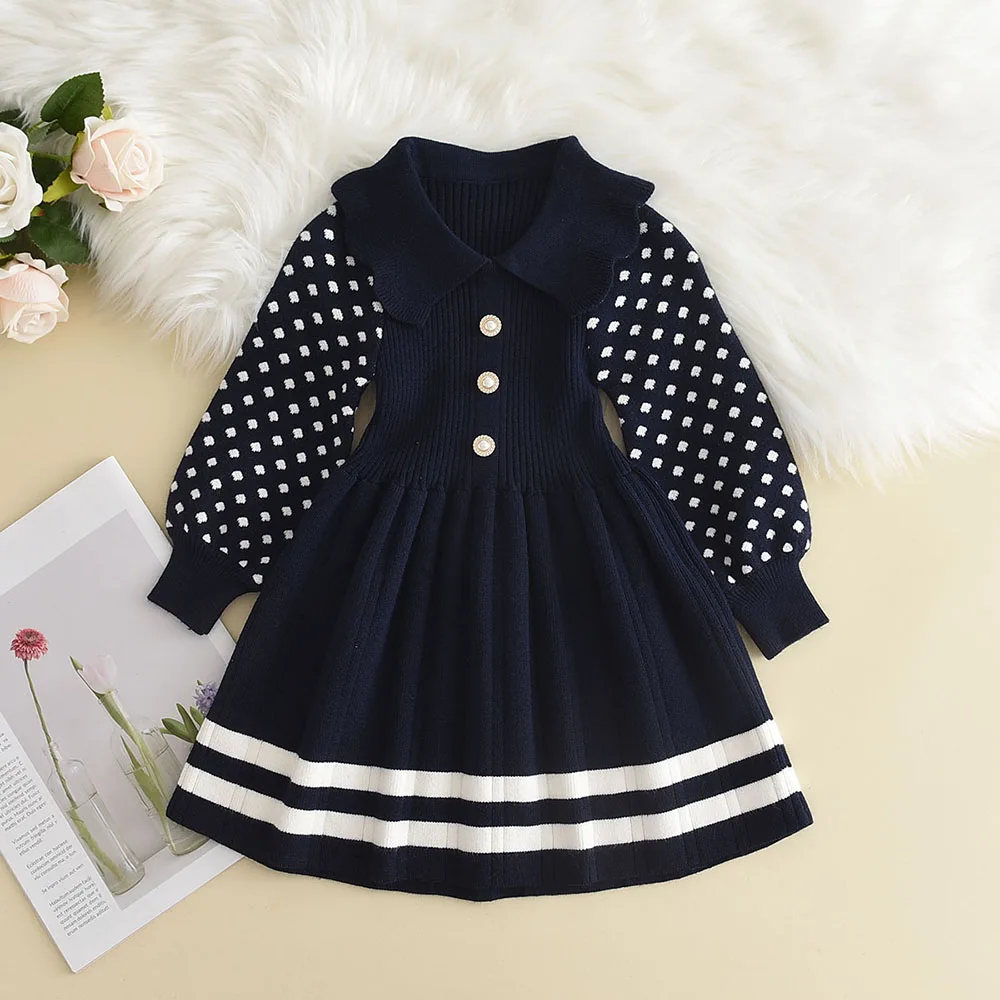

Kids Girls Clothes Knitting Wool Puff Long Sleeve Dress Winter Autumn Party Girls Baby Ruffle Knitted Princess Sweater Dresses