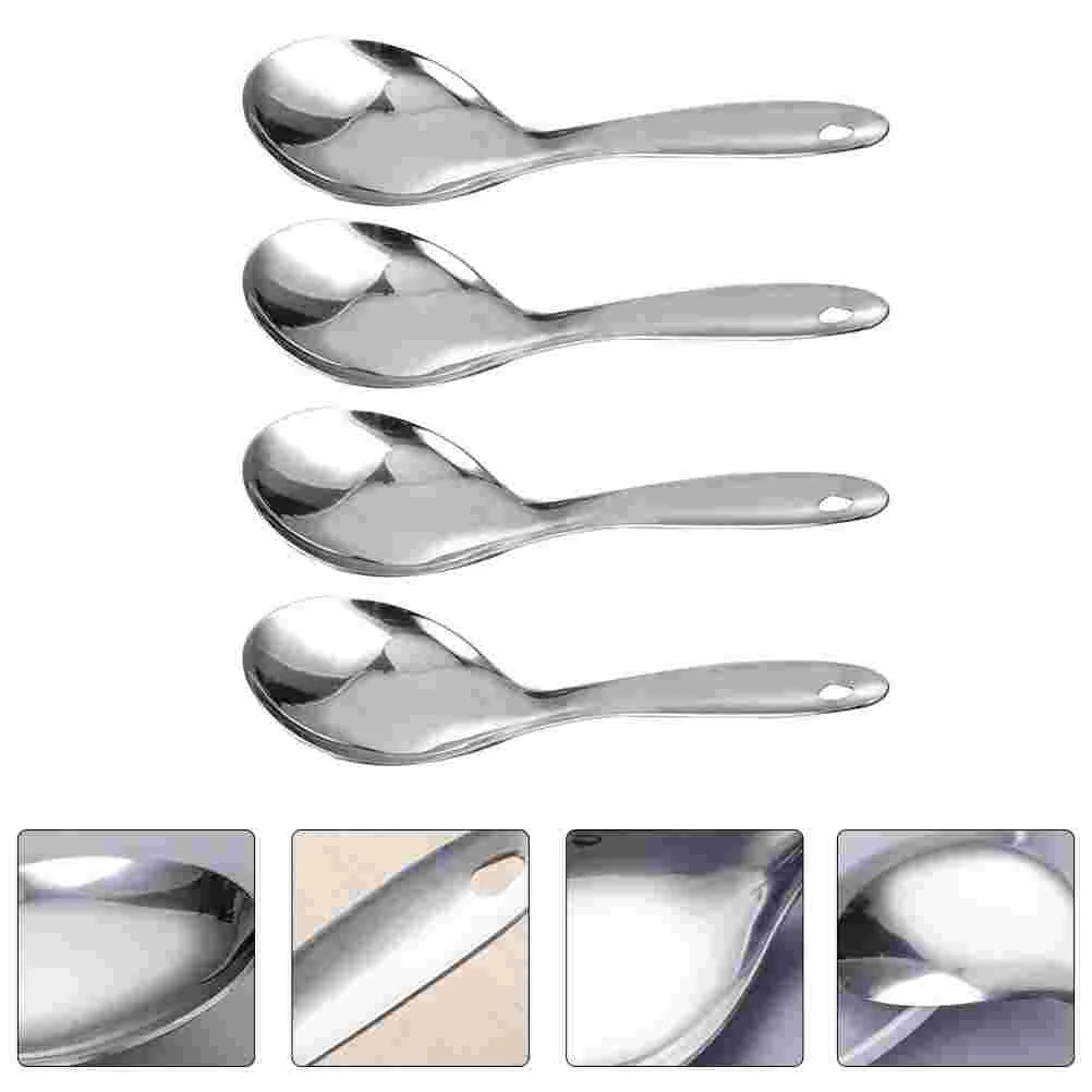 

Spoon Rice Spoons Soup Serving Ladle Scoop Paddle Steel Stainless Asianspatula Utensil Metal Scooper Korean Chinese Pot Hotpot