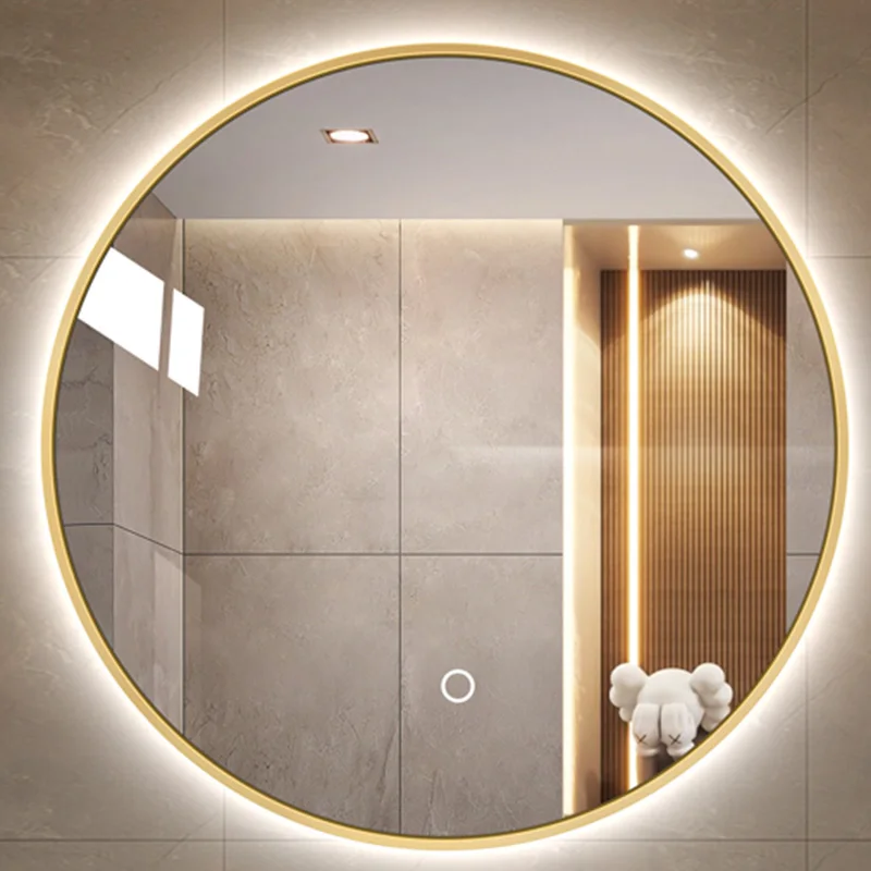 

Hanging Touch Mirror Bathroom Lights Aesthetic Vanity Mirror Gold No Fog Round Espejo Para Ducha Afeitar Home Improvement