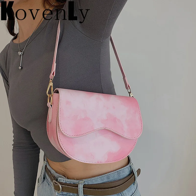 

Сумка на плечо женская кожаная, Модный полукруглый саквояж с откидной крышкой, модная розовая сумочка на плечо
