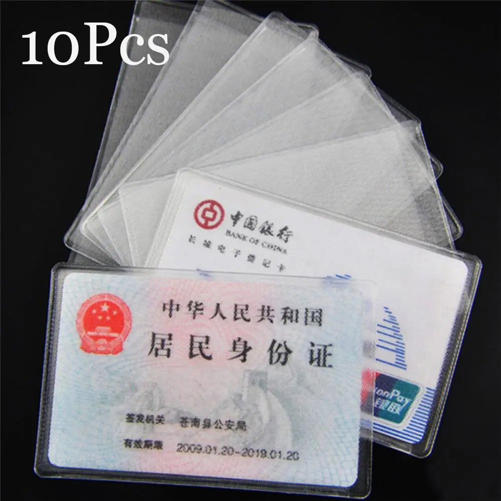 

10pcs Transparent PVC Card Cover Holder Badge Bank Credit ID Card Case Container Clear Matte Card Sleeve Protective Cover