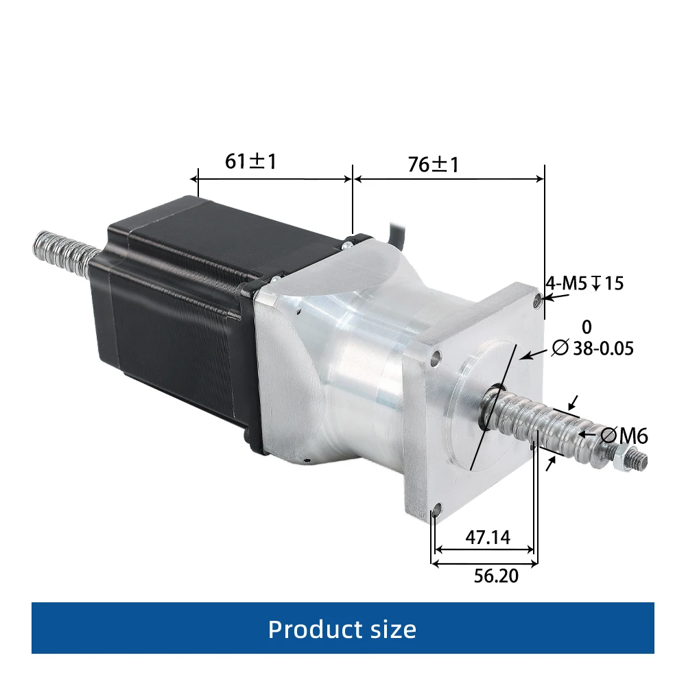 57 шариковый шаговый двигатель NEMA23 Сквозной винтовой 126 Н. СМ 2 8 А 57HAB56-SFU1240 гайка 300