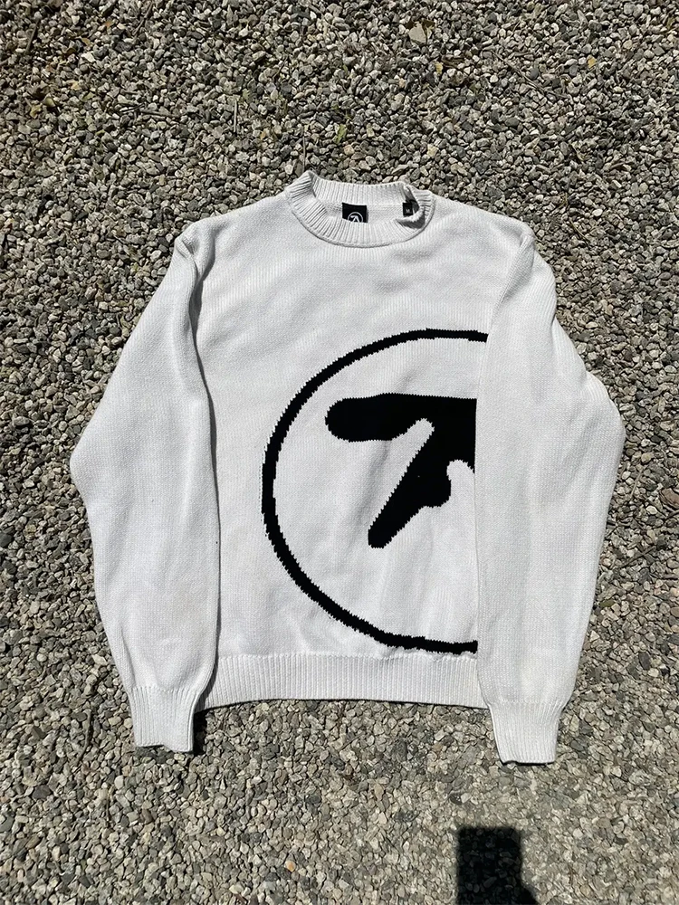 Мужской свитер Y2K Aphex Twin Knit Logo пуловеры большого размера готический джемпер