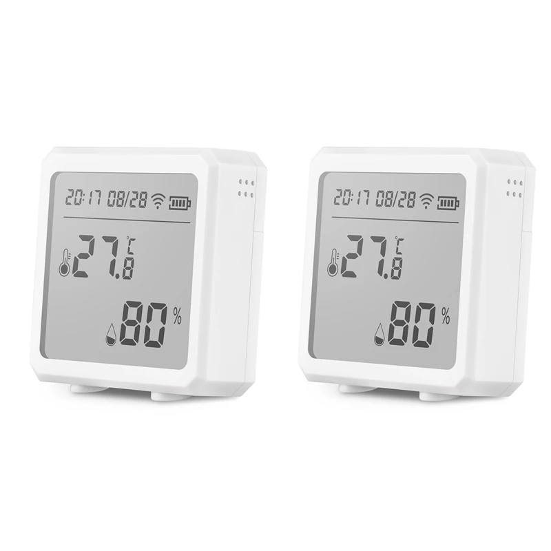 

2Pcs Tuya Smart Wifi Temperature Humidity Detector Indoor Hygrometer Thermometer With LCD Display Alarm Sensor