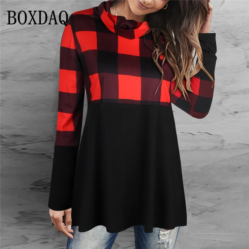 

2022 Autumn T Shirt Women Classic Plaid Splicing T Shirt Long Sleeve Loose Casual Pullovers Ladies Tops New Hot Sale Clothing