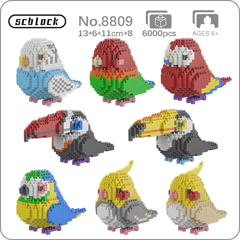 SC попугай Тукан буддигаригар кокатиэль Птица Животные Мини Алмазные блоки