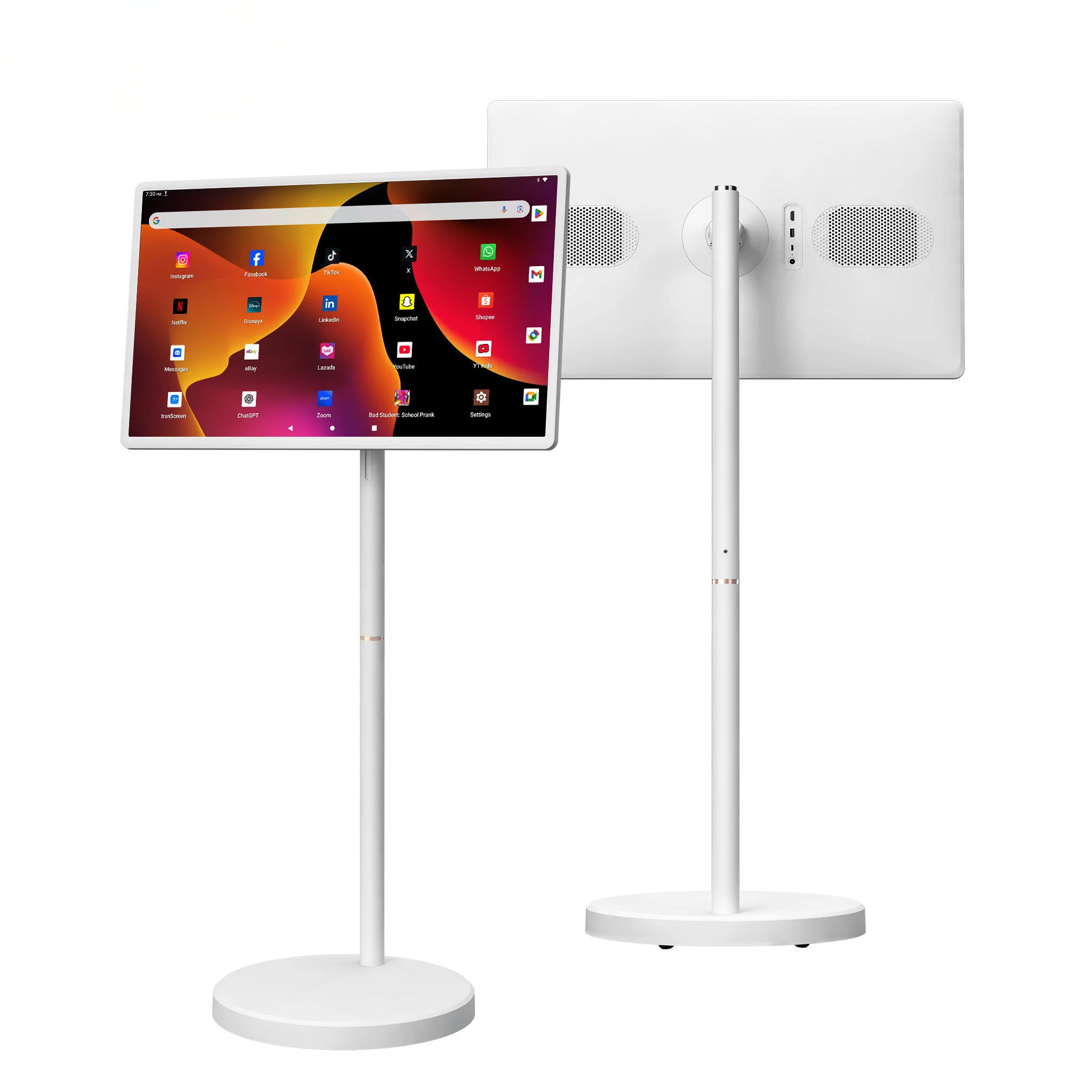 Фото 32-дюймовый Android 15 Smart TV, напольная подставка для планшета 6G+128G с пультом дистанционного управления, видеозвонок с камерой 2K, встроенный аккумулятор емкостью 148 Вт №1