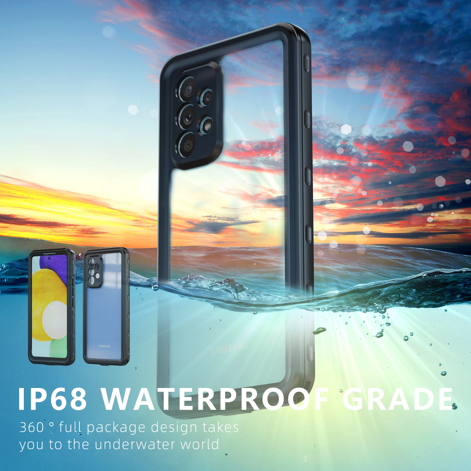 

Redpepper IP68 Waterproof 2M Hard Case For Samsung A53 A33 A13 A32 A52 A72 A42 A12 Case Diving Underwater Swim Outdoor Sports