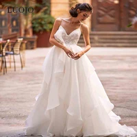 luojo boho wedding dress simple 2022 a line v neck spagehtti straps tea length bridal gowns for women custom vestidos de novia