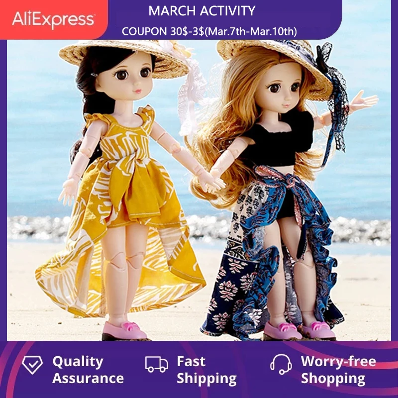 

Новинка 30 см BJD кукла летнее платье 15 подвижных шарнирных кукол модный костюм игрушки Красота платье макияж BJD волосы DIY игрушка подарок для ...
