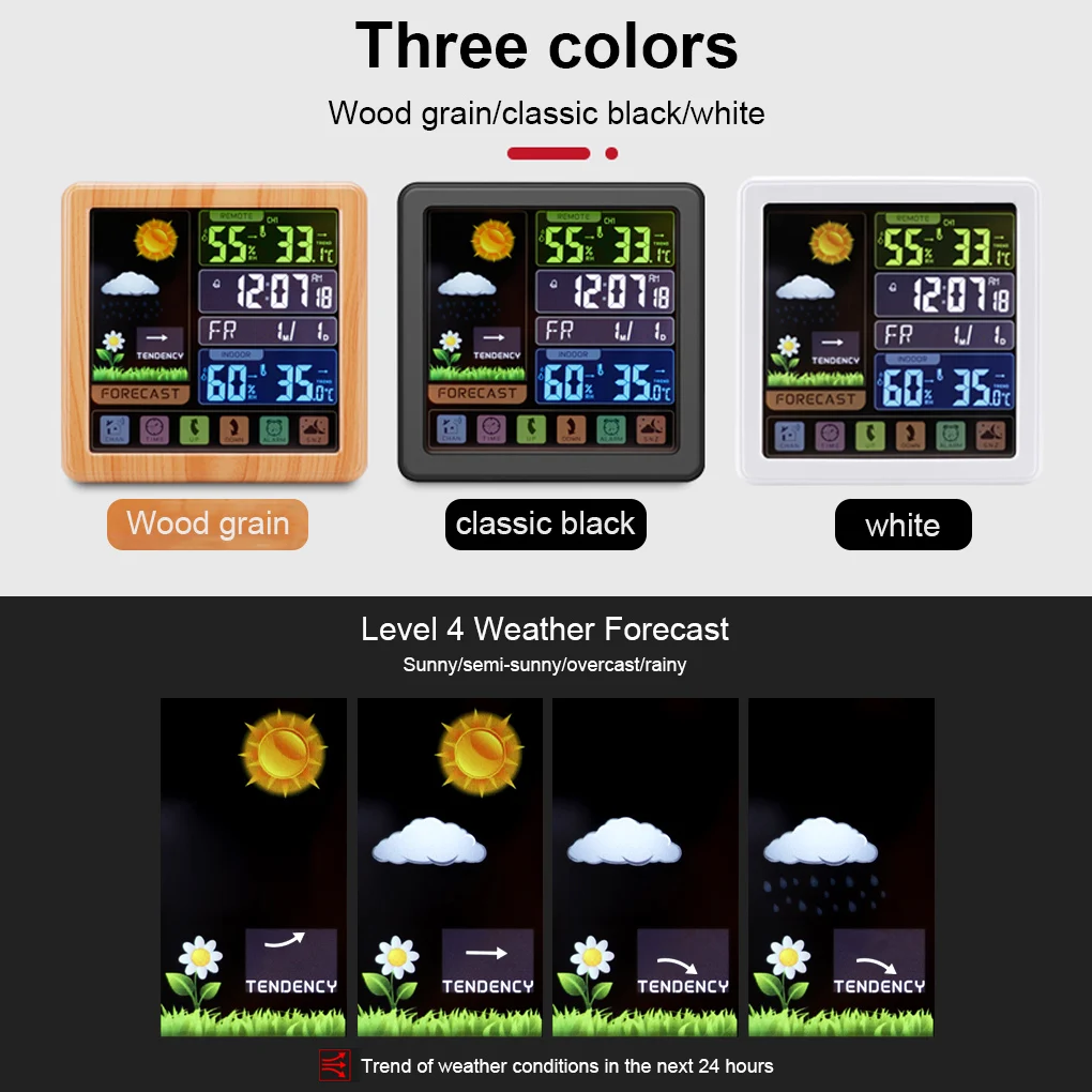 

Wireless Weather Station with Outdoor Sensor Clock Thermometer Living Room