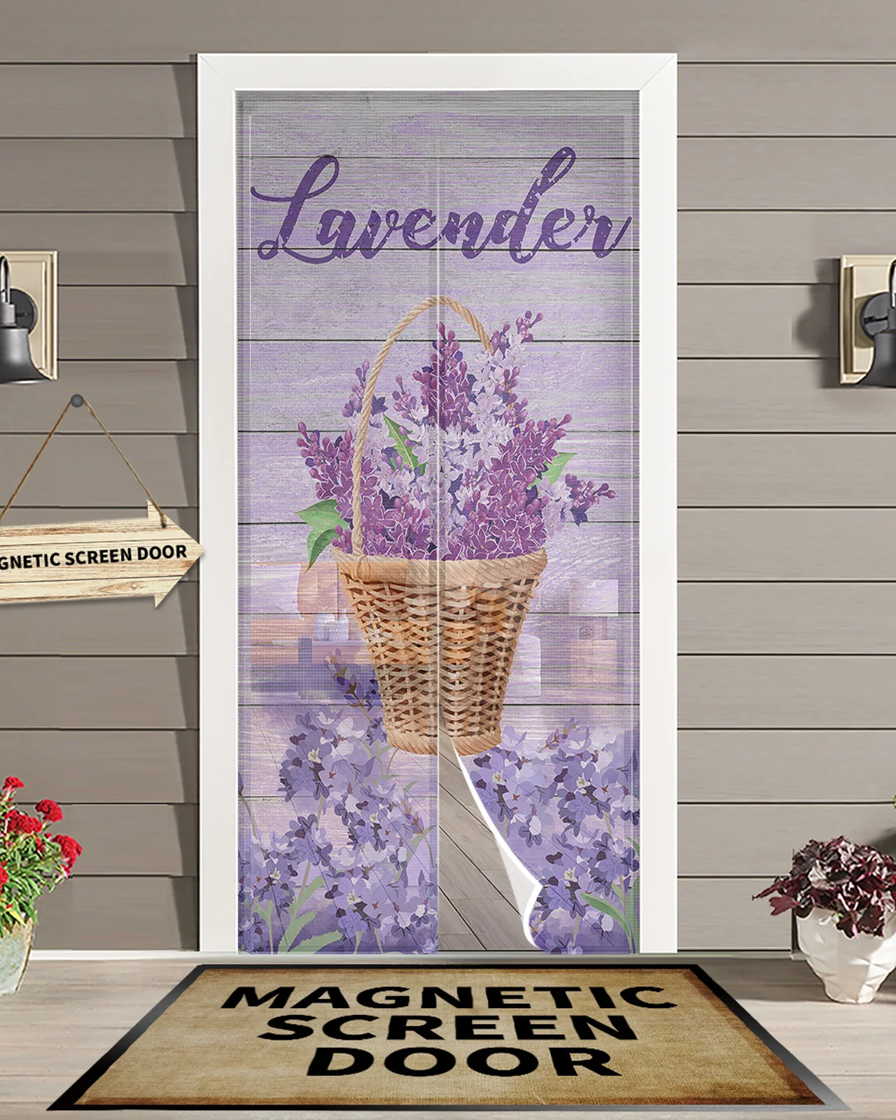 

Lavender Flower Basket Modern Magnetic Mosquito Door Curtain Anti Mosquito Insect Fly Bug Bedroom Door Curtain