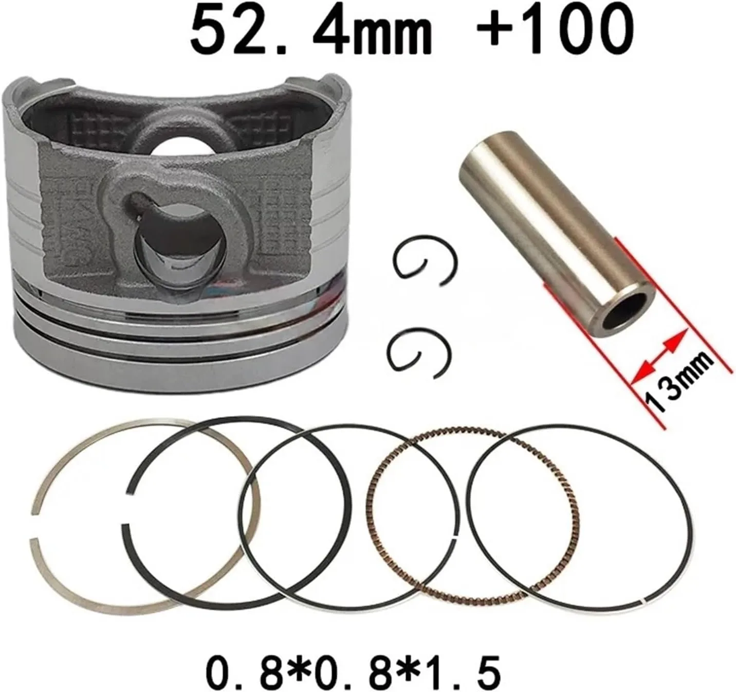 Мотоциклетный поршень 52 4 мм STD + 25 50 75 100 13 штырьковое кольцо 0 8*0 8*1 5 комплект для Honda