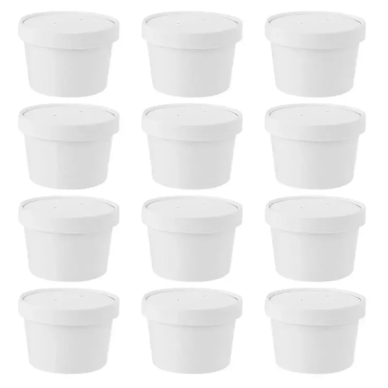 

Йогурт с крышкой чаши, бумага 20/25 комплектов, контейнеры, чашки для мороженого, желе, лед, одноразовый пудинг 8 унций, десерт