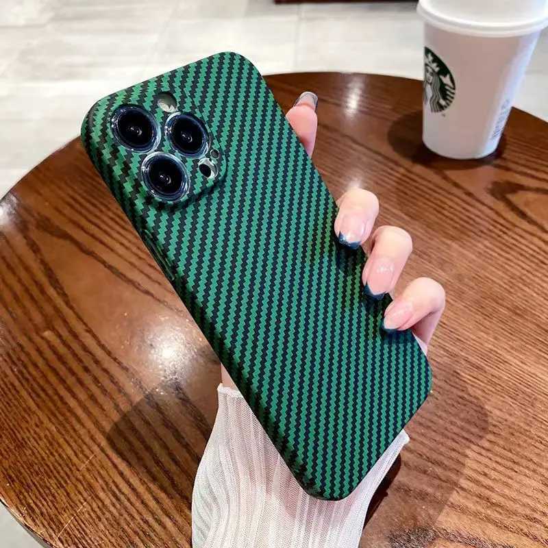 

Luxury Ultra Thin Carbon Fiber Texture Matte Case for iPhone 13 11 12 Pro Max Mini XR X XS 7 8 Plus SE2 Shockproof Hard PC Cover