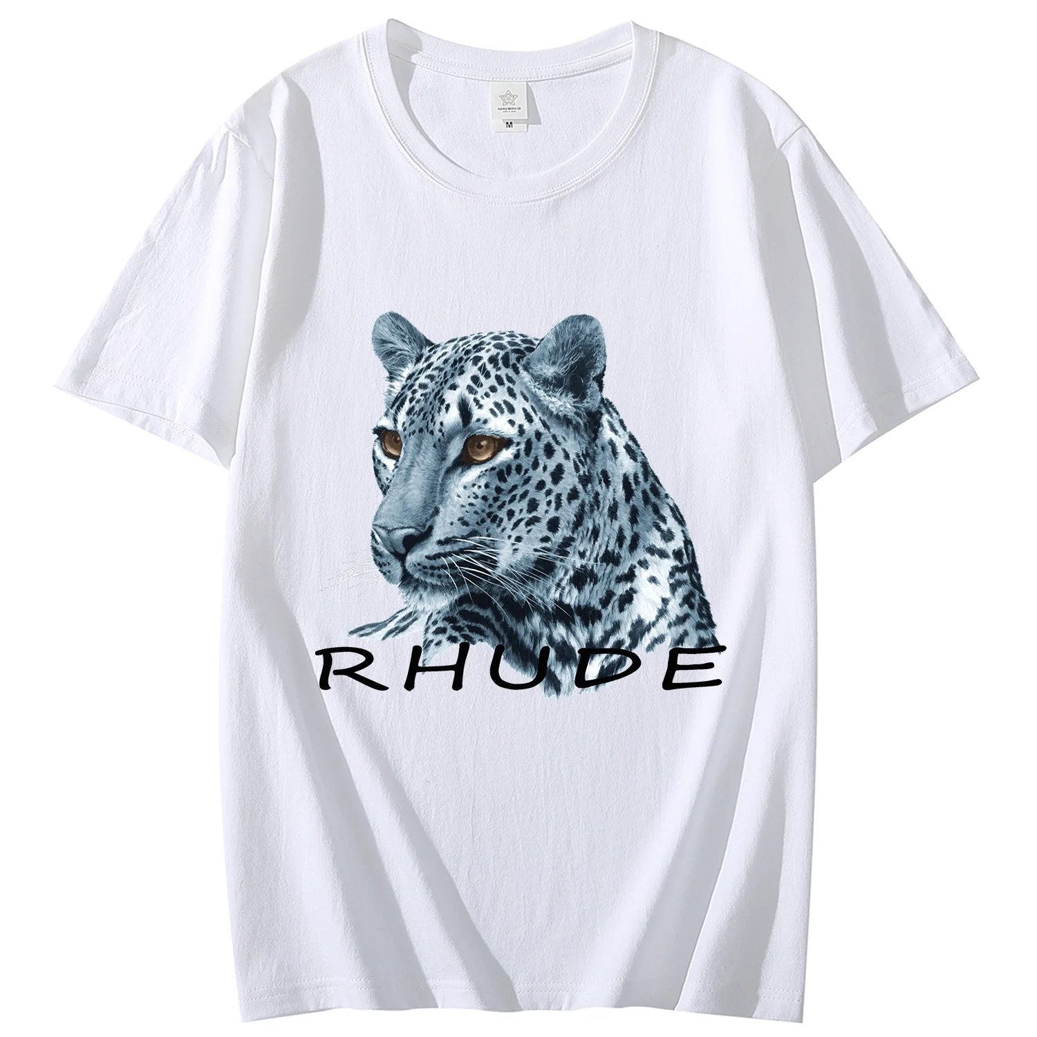 

Mens Oversized T Shirt Streetwear Hip Hop Rhude Leopard Print Tshirts Harajuku Casual Cotton 2023 Summer Short Sleeve Tees S-7XL