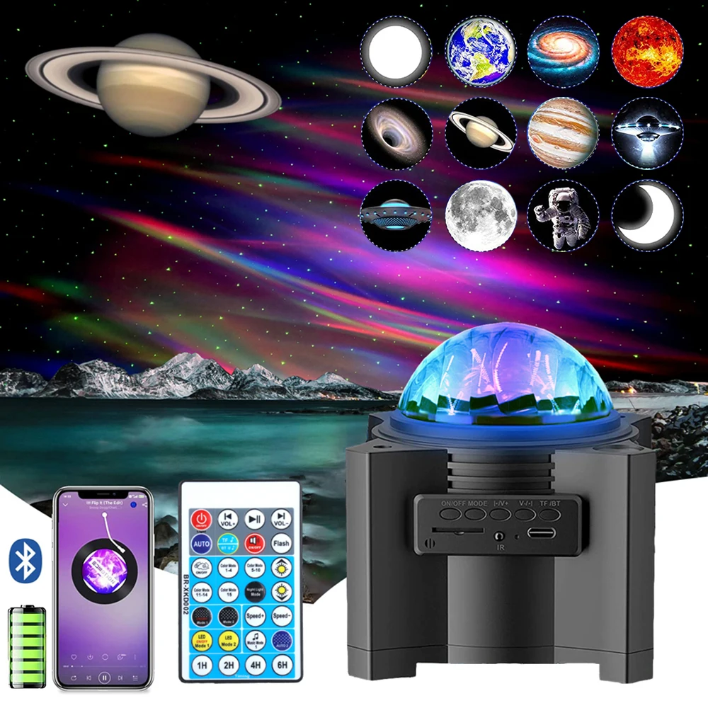 Music Speaker Star Galaxy Projector Rechargeable Aurora Light for Bedroom Night Light Nebula Lamps for Room Party Christmas Gift