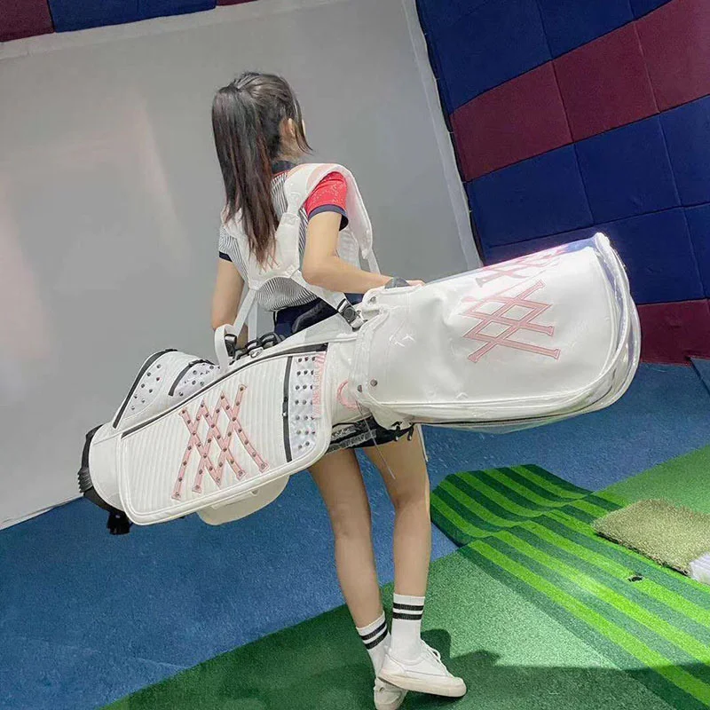 

2022 New Women ANEW Golf Aviation Bag with Wheels Women Package Pink White Sport Travel Golf Clubs Bag PU Waterproof