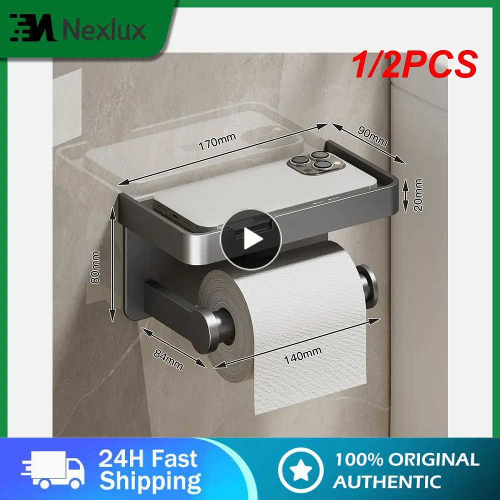 

1/2PCS Nail Free Mount Toilet Paper Holder Bathroom Tissue Accessories Rack Phone Shelf Punch Free Roll Paper Holder Bathroom