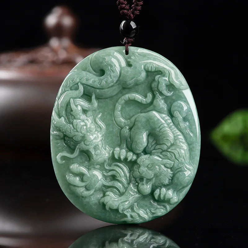 

Natural Jade Tiger Zodiac Pendant Charm Jewelry Fashion Accessories Hand-Carved Necklace Men Women Amulet Sweater Chain Gifts