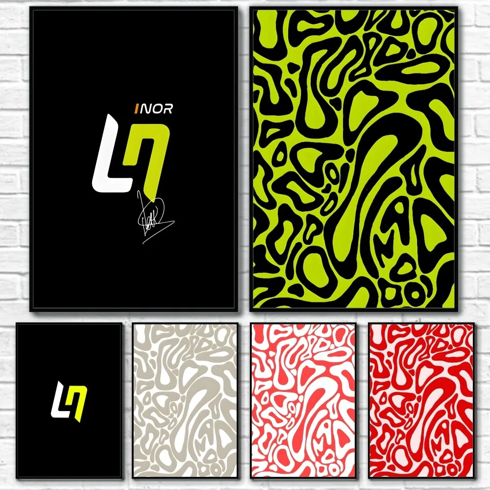 L-lando N-norris F1 Race Poster Sticky Wall Art Printing Waterproof Home Living Bed Room Bar Aesthetic Decor