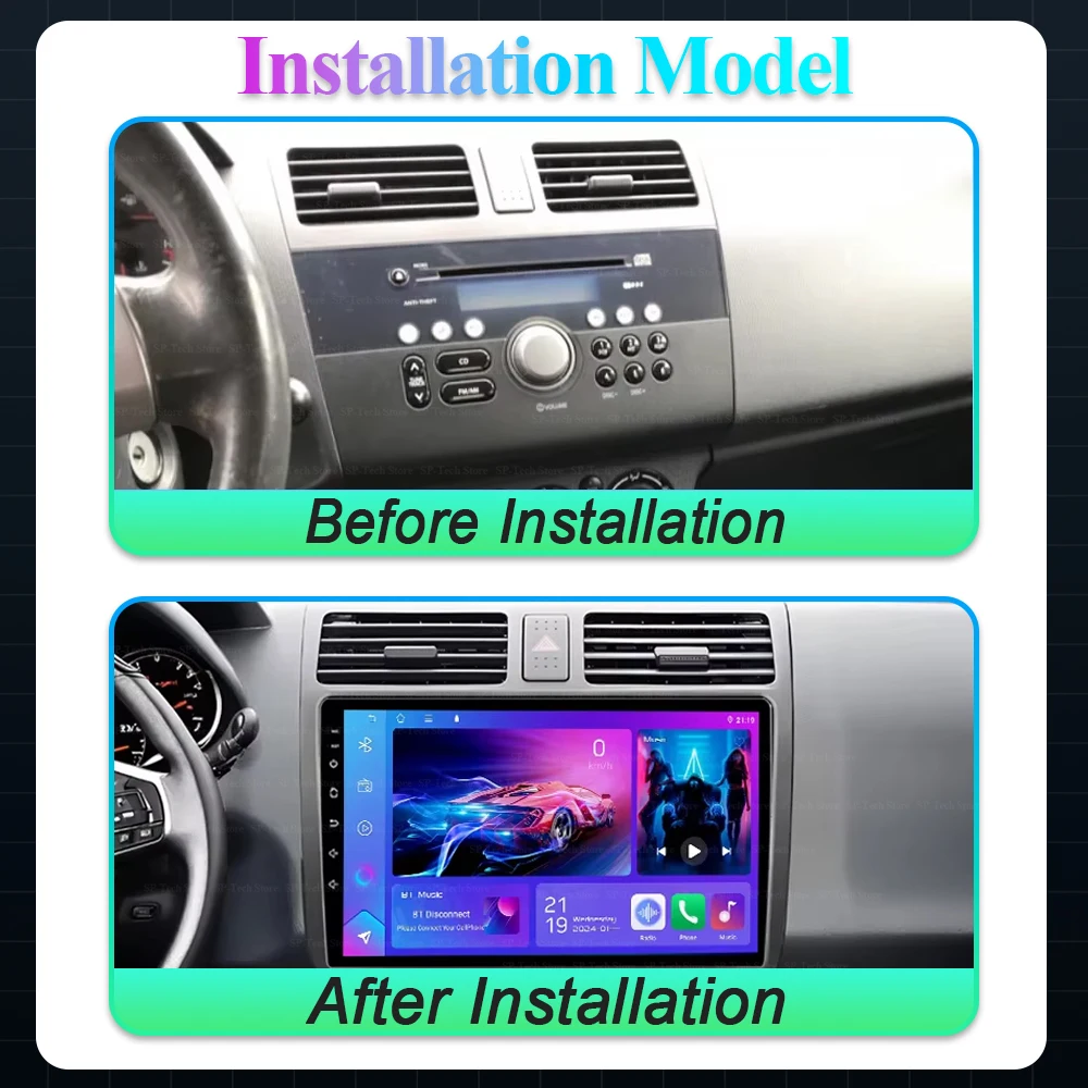Фото 2din Android 15 Автомобильный радиоприемник для Suzuki Swift 2003-2006 2007 2008 2009 2010 Мультимедийный плеер Carplay Стерео GPS DVD Головное устройство 5G №2