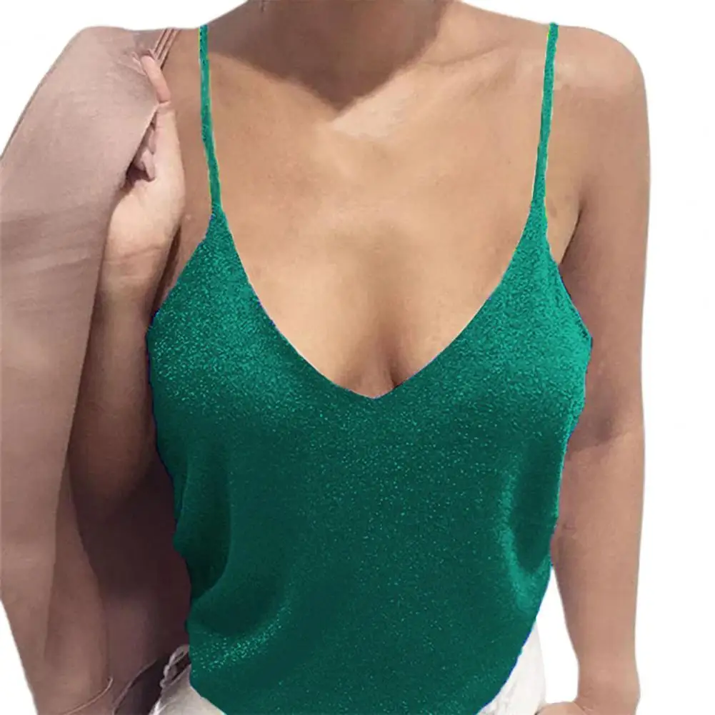 

Women Vest Spaghetti Strap V-Neck Sleeveless Women Vest Lady Casual Solid Color Loose Sling Tee Top Female Streetwear