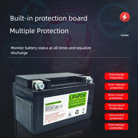 LiFePO4 аккумулятор для мотоцикла jsdsolar 12.8В 7Ah