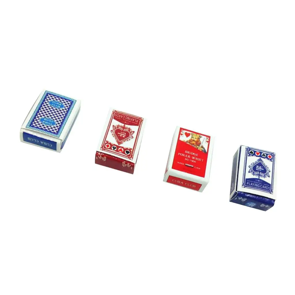 

4sets Games Paper Poker Playing Cards 1/12 Miniature Dollhouse Toys