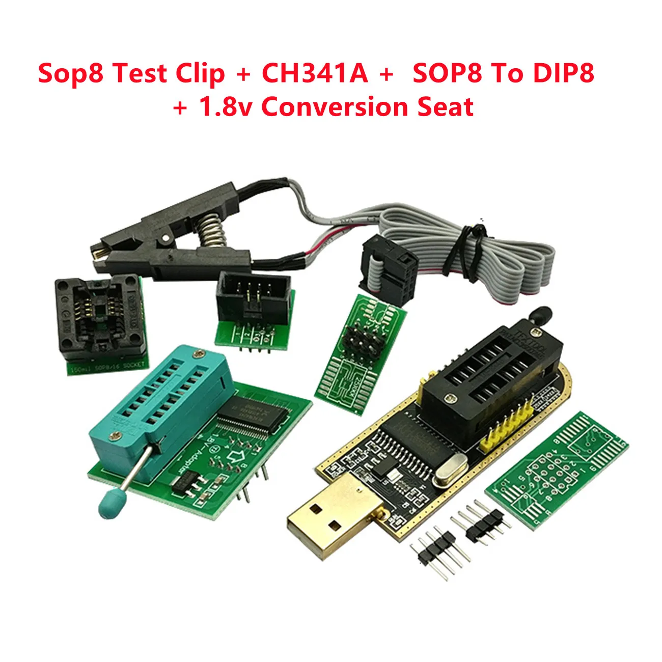 USB-программатор CH341A 24 25 серия для EEPROM модуль программатора флэш-BIOS + зажим SOIC8 SOP8