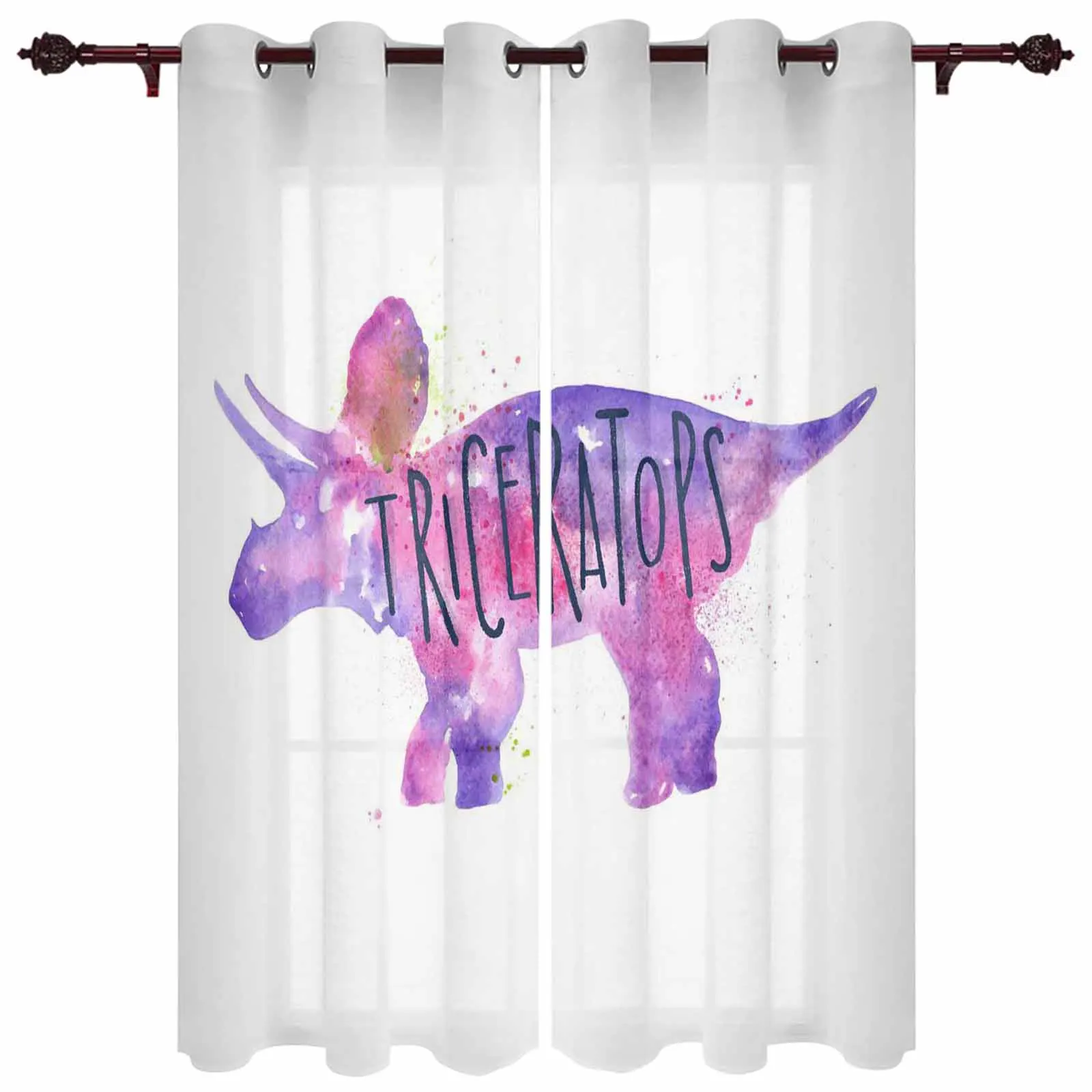 Акварельные занавески с динозавром оконные шторы для спальни домашний декор