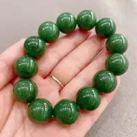 16mm Green Jades Bracelet Men Women Fine Jewelry 100% Genuine Chinese Nephrite Hetian Jades Bead Elastic Beaded Bracelets Bangle