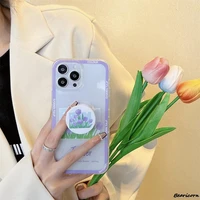 transparent tulip flower phone case for samsung galaxy s9 s10 s20 fe s21 plus note 10 lite 20 ultar with holder stand soft cover