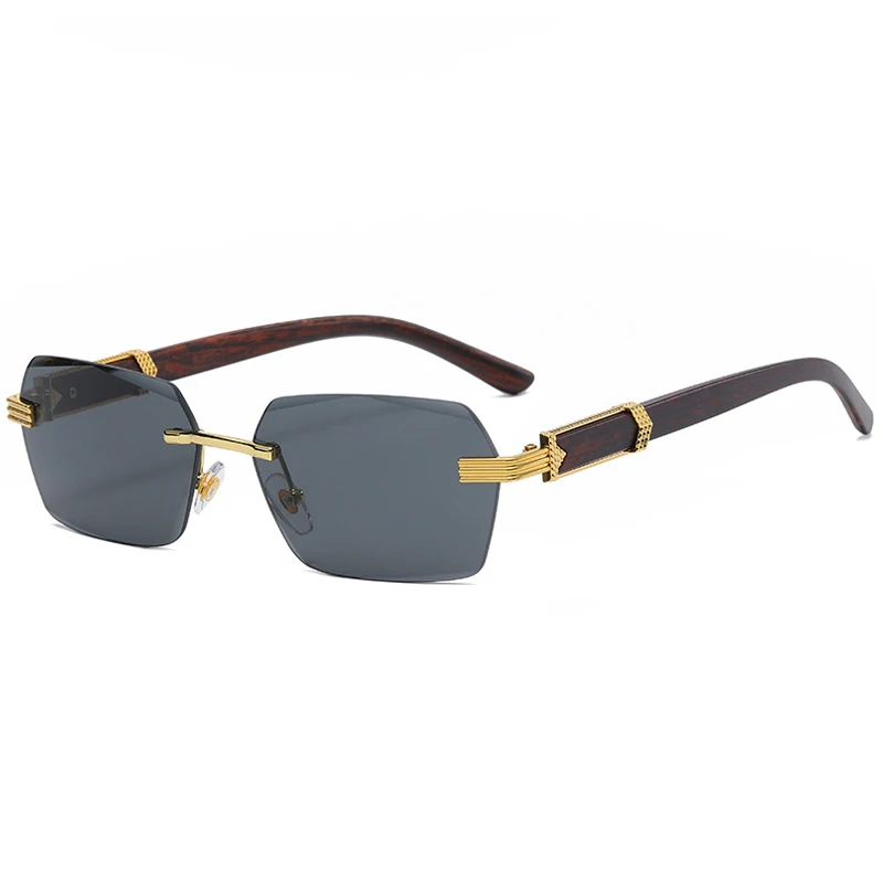 

Luxury Rimless Square Sunglasses Man Brand Designer Frameless Gradient Sun Glasses Woman Fashion Vintage Wooden Oculos De Sol