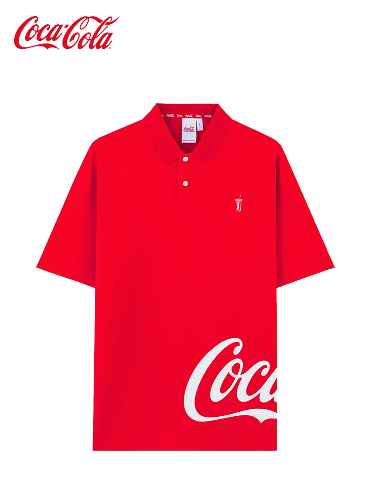 

Coca-Cola Coca-Cola Official Summer 2021 New Tops Comfortable Loose Couple Lapel T-Shirt