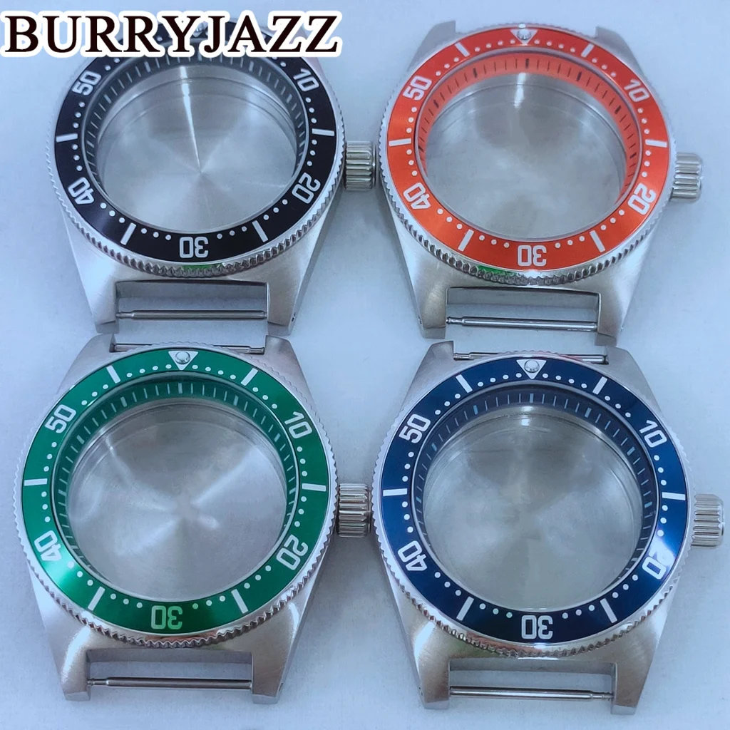 

BURRYJAZZ 40mm Silver Stainless Steel Watch Case Black Blue Green Orange Ring Fit NH34 NH35 NH36 NH38 NH70 NH72 Movement