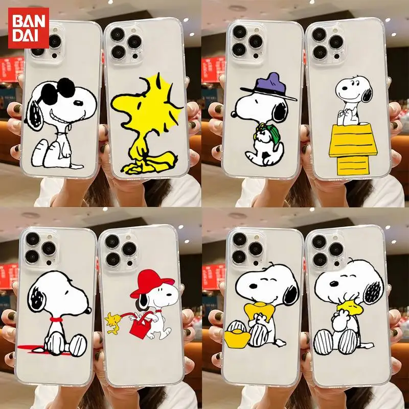

BANDAI Snoopy Phone Case Ultra Thin Clear For Iphone 11 12 13 Xr X Xs Max Mini Pro Max Se 6 6 S 7 8 Plus 2020 Funda Shell Cover