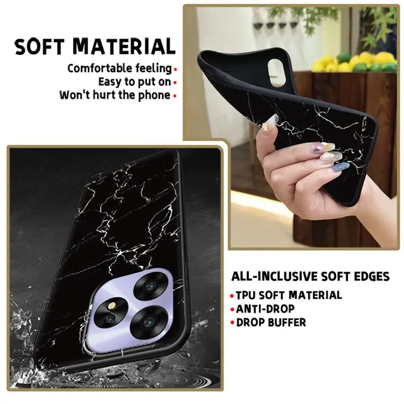 Мягкая искусственная задняя крышка для UMIDIGI A15/A15C Противоударная силиконовая