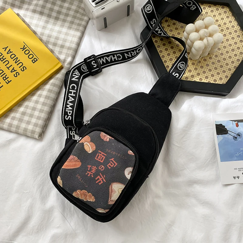 

Поясная Сумка для женщин, забавная однотонная женская сумочка через плечо с мультяшным принтом, нагрудной мешок для подростков
