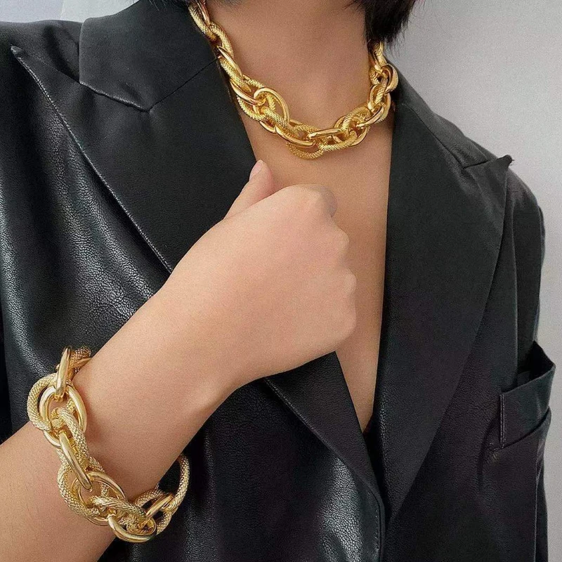 New Hip Hop Fashion Chain Necklace Personality Fashion Ladies Bracelet Jewelry