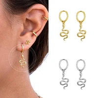 snake huggie hoop earrings 925 sterling silver hoop earrings for women long snake earrings punk style animal earring jewelry