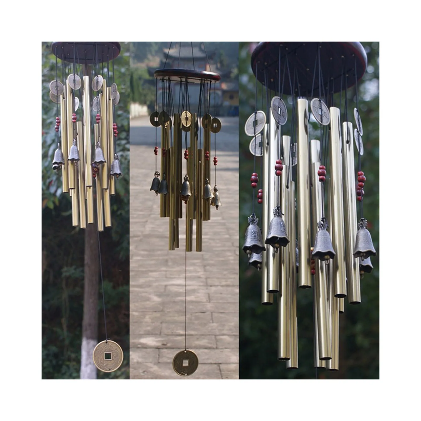 

Китайские традиционные ветряные колокольчики создают счастливую атмосферу, ветряные колокольчики с несколькими трубками для домашнего декора, уличный сад, патио