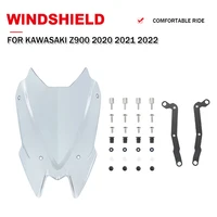 motorcycle touring double bubble windscreen windshield viser deflector with bracket kit for kawasaki z 900 z 900 z900 2020 2022