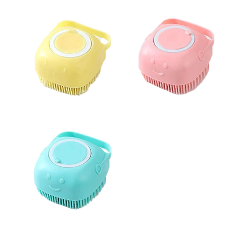 

3 Pieces Of Bath Brush Shower Gel Silicone Scrubbing Brush Soft Hair Baby Pet Shampoo Bath Brush Bath Brush